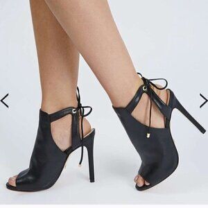 Topshop Black Leather Randy Heels Ankle Ties  US 6.5 - UK 4 - EU 37